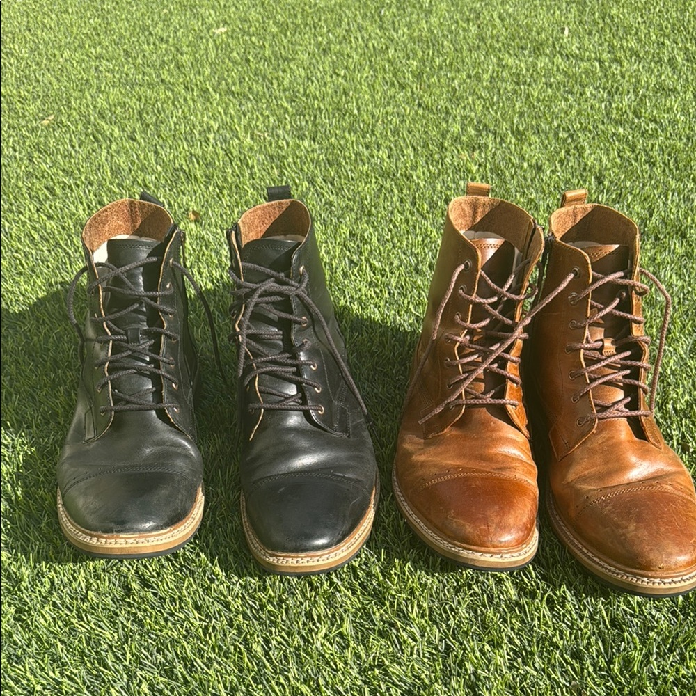 Timberland Black and Brown Ankle High Boots Size 11 with anti fatigue insoles.